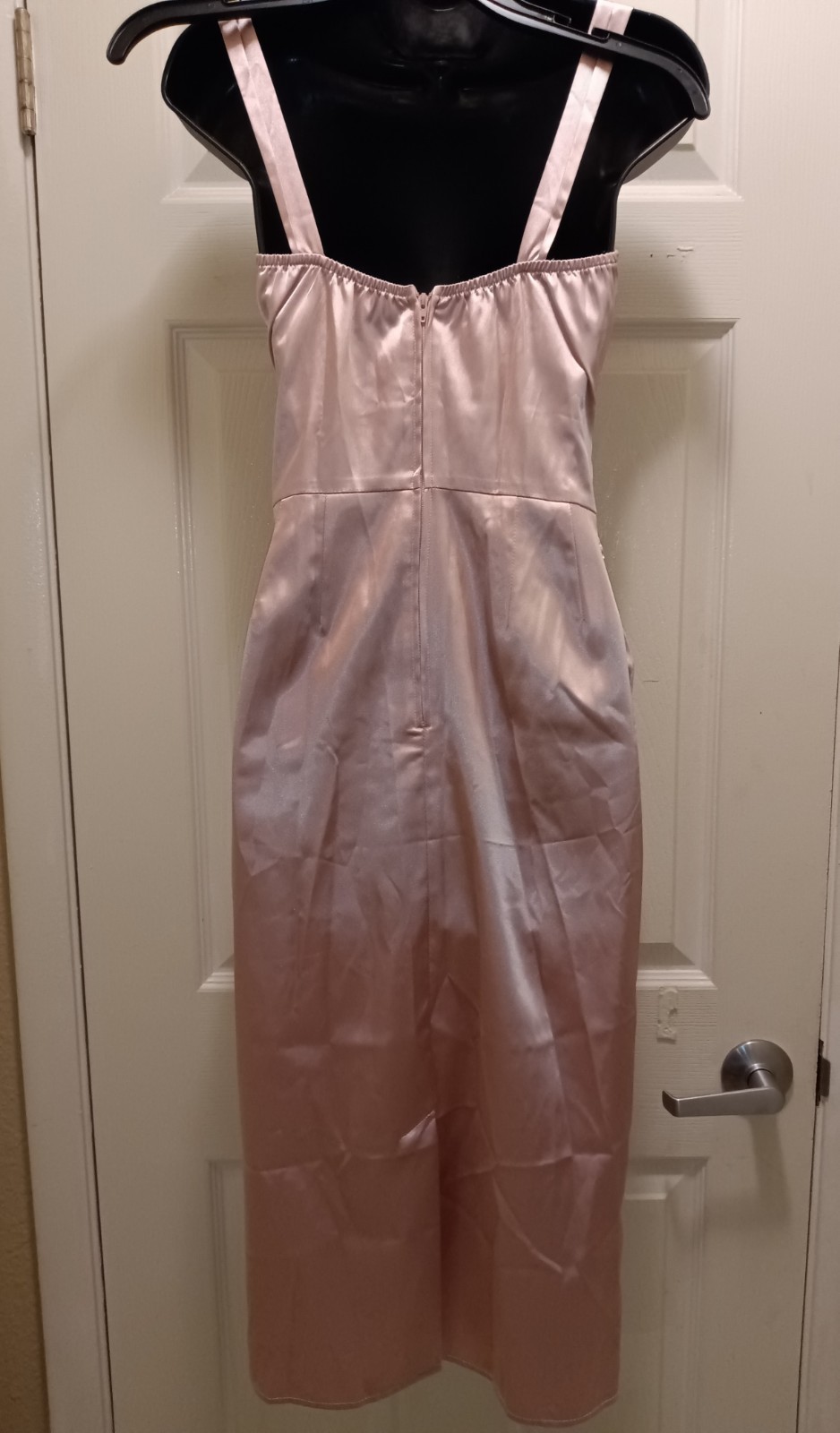 Stop Staring Glamorous Pink Satin Sheath Dress Sleeveless Vintage Elegance Sz S