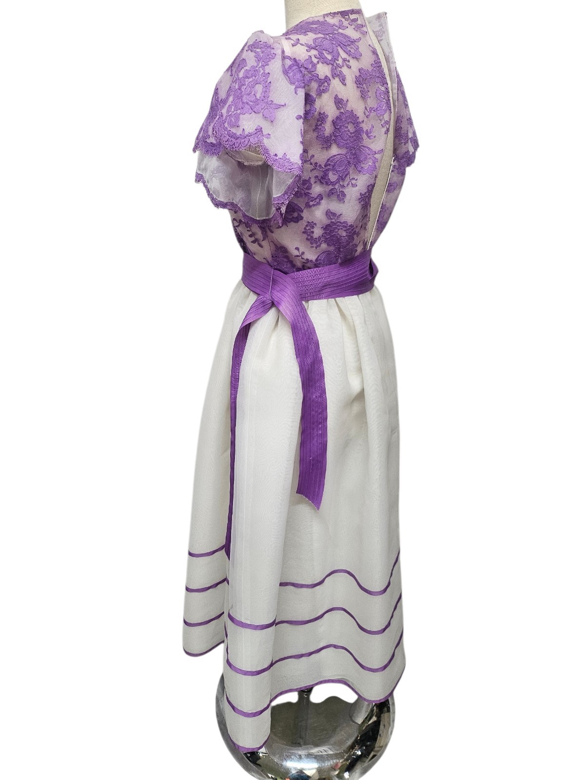 Vintage WILLIAM PEARSON Dress Small Women Fit & Flare Purple Lace Overlay