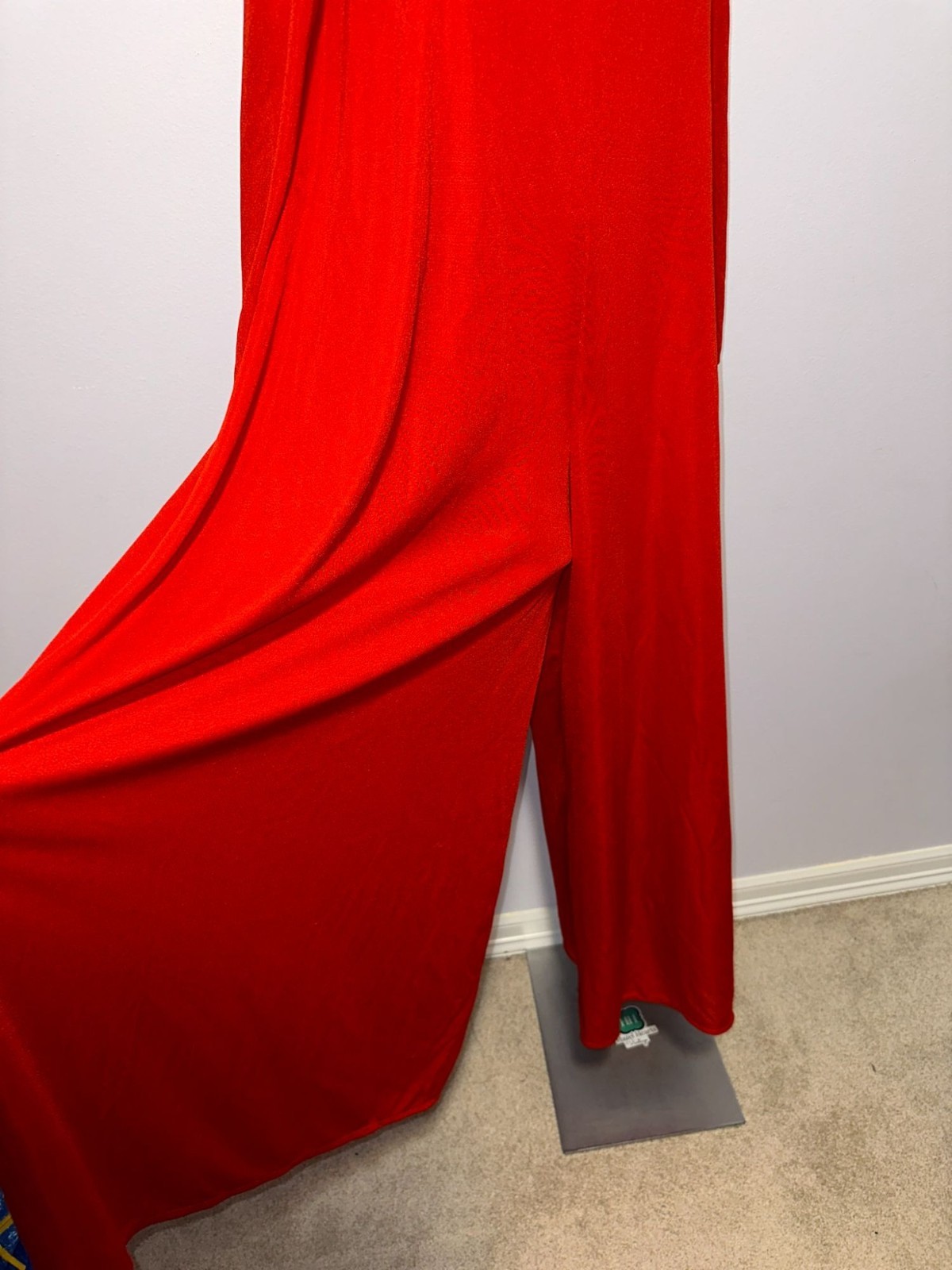 Vtg 70s Lilli Diamond Red Jumpsuit Off Shoulder Black Sequins Womens Size 10