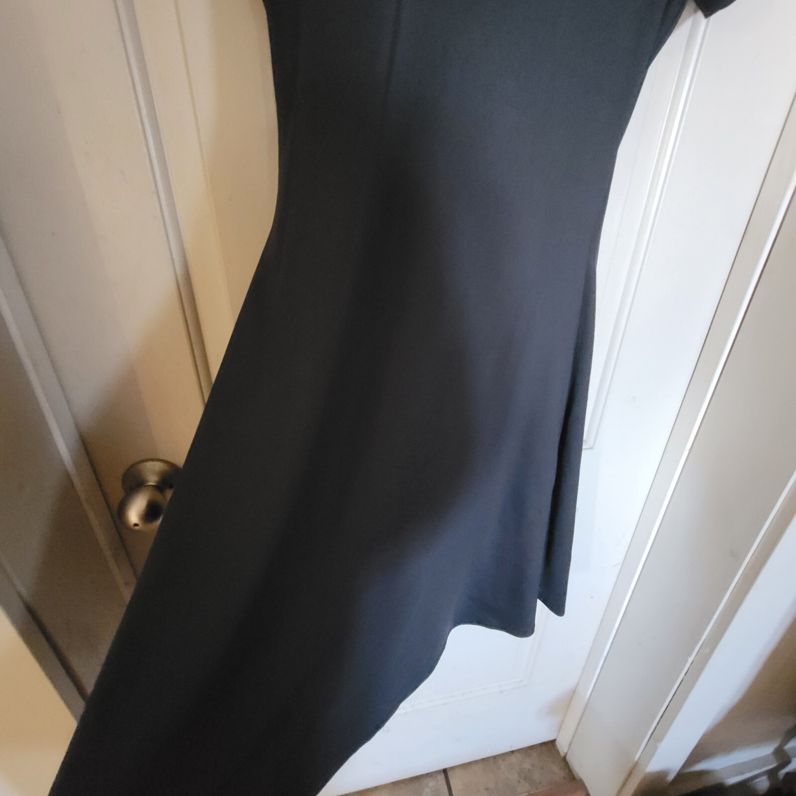 Vintage Black „Faux” Fake Wrap Dress Short Sleeve TOUCHE’ Size Large Office