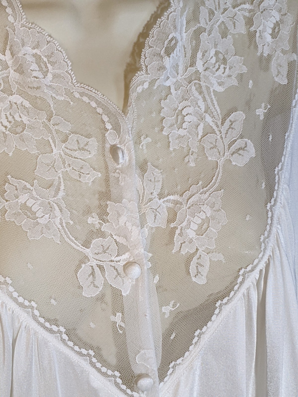 Vintage Olga Ruffle Lace Peignoir Robe & Lingerie Dress Nightgown Blended Set M
