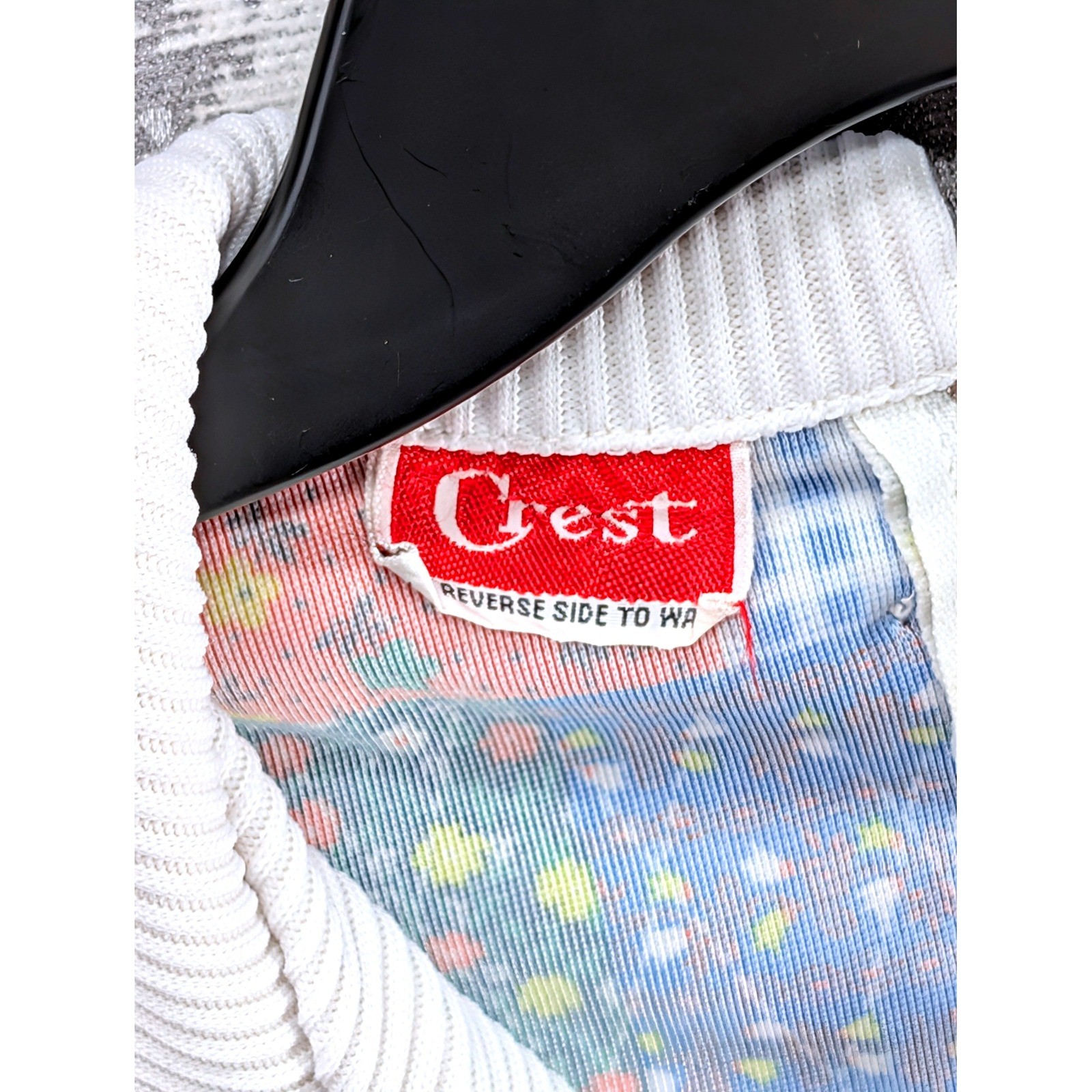 Vtg Crest Patchwork Quilt Print Collared Short Sleeve Tunic Top Pockets Large