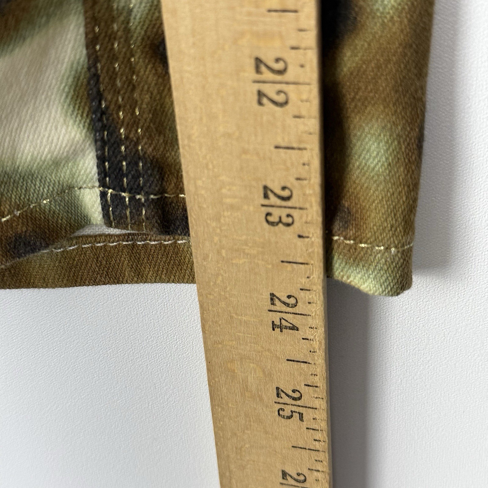 Vtg JUST CAVALLI Denim Camo Signature Pencil Skirt 38 Gold Stitching Zip Italy