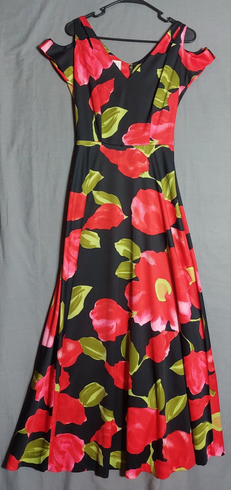 Donovan Galvani Maxi Dress Womens Small Floral Print Cold Shoulder Vintage 70s