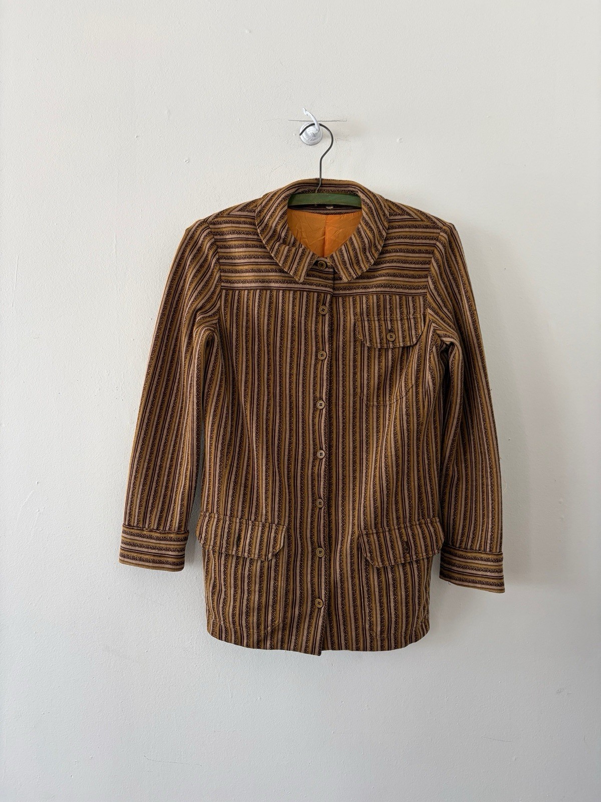 Vintage 70s 60s Cacharel Jacquard Utility Shirt Jacket And Wide Flared Trouser S