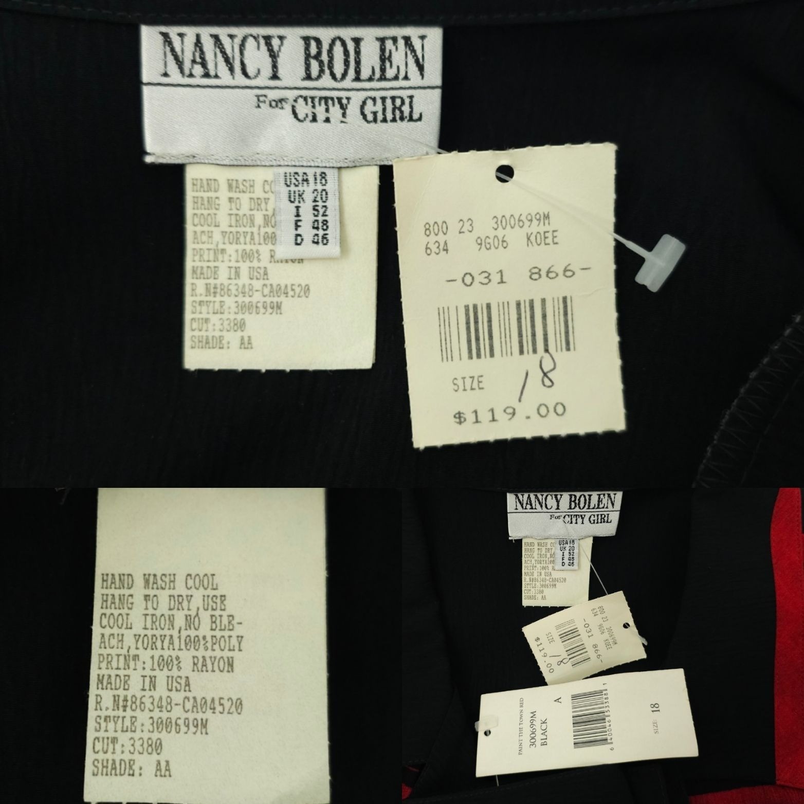 Nancy Bolen City Girl Shirt 18 Geo Vintage 90s Tribal Print Etched Buttons NOS