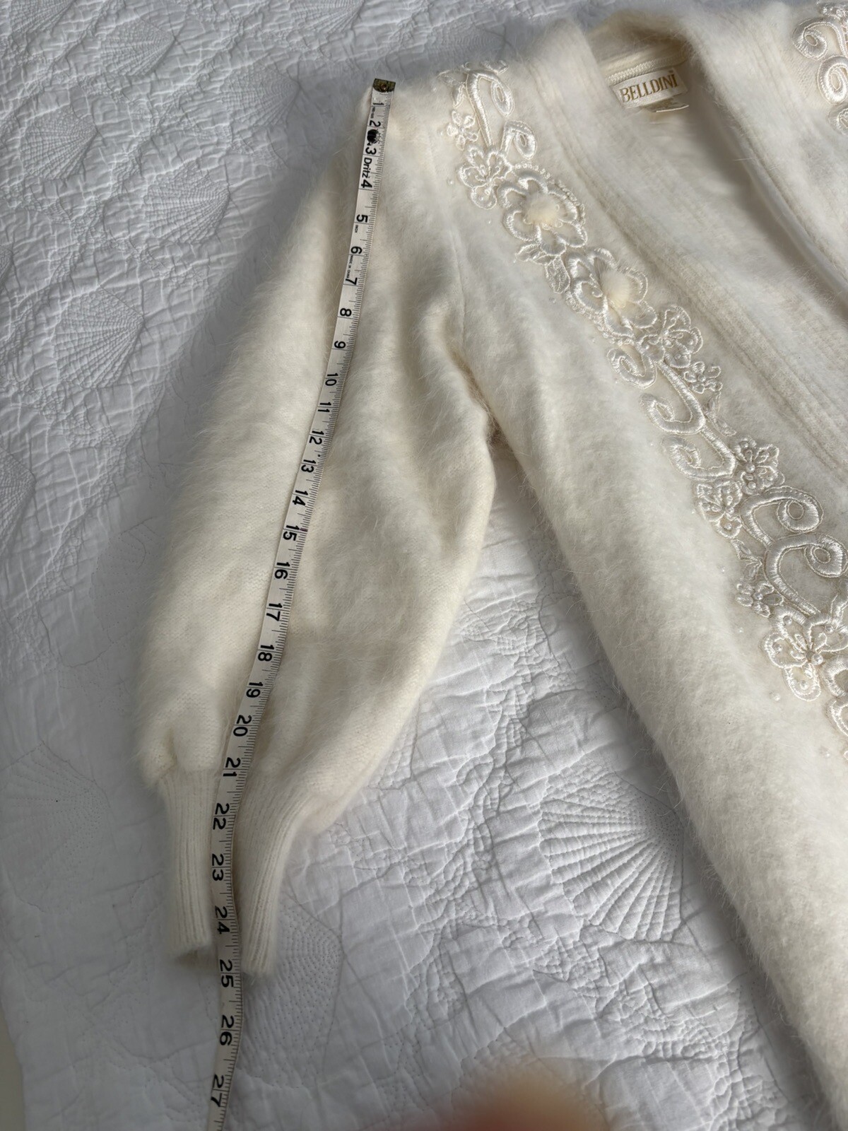 Vintage Belldini White Angora Sweater Coat Size M