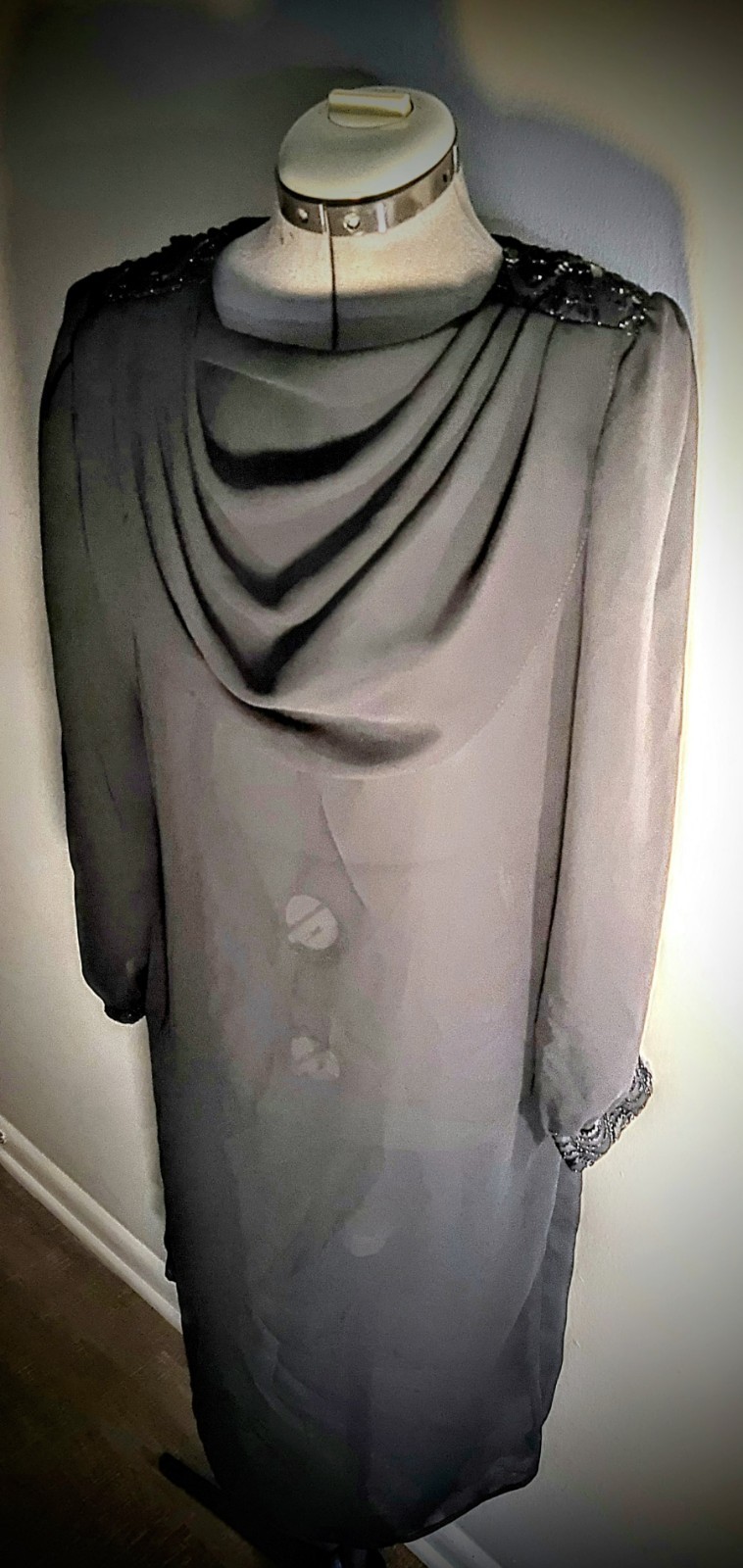 Vintage Toni Todd Black Draped Tunic / Dress Size M