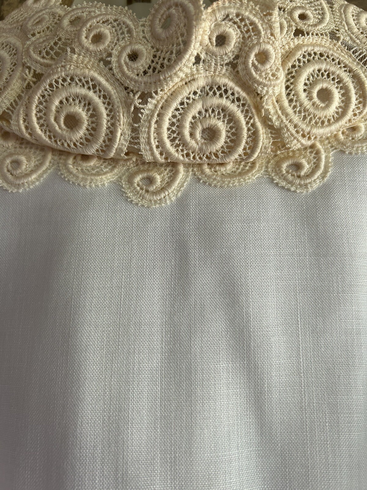 Vtg Edythe Vincent For Alfred Angelo Wedding Dress 1960s White Linen Ivory Lace