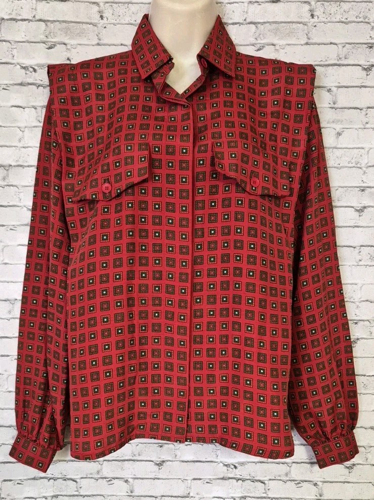 Vintage Schrader Sport Womens 14 Geometric Artsy Classic Career Office Siren