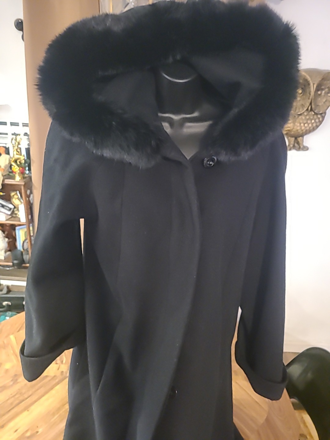 Rare Vintage Donnybrook Rabbit Fur Lined Hood Full Length Wool Coat Sz 8 Vintage