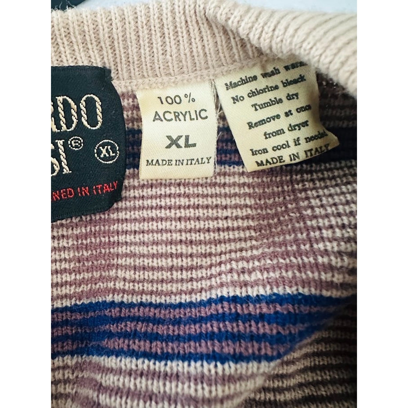 Vintage Leonardo Strassi Plaid Sweater Designer Italy Mens XL Grunge Preppy