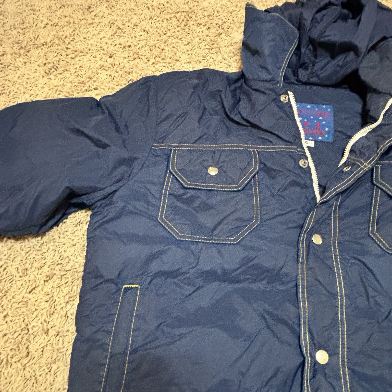 Down Filled Country USA vintage Zip Puffer Jacket blue Women’s XL