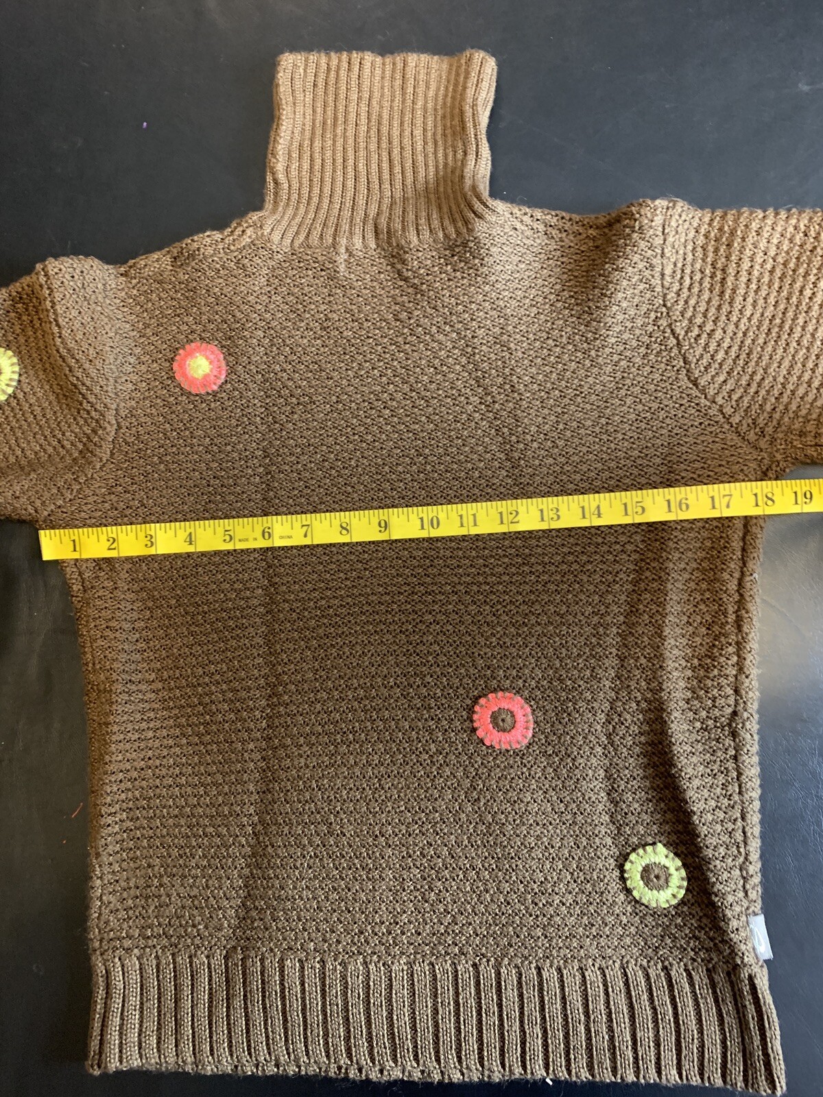 Vintage Obermeyer Brown Floral Retro Knit Juniors Girls Sweater Sz XL