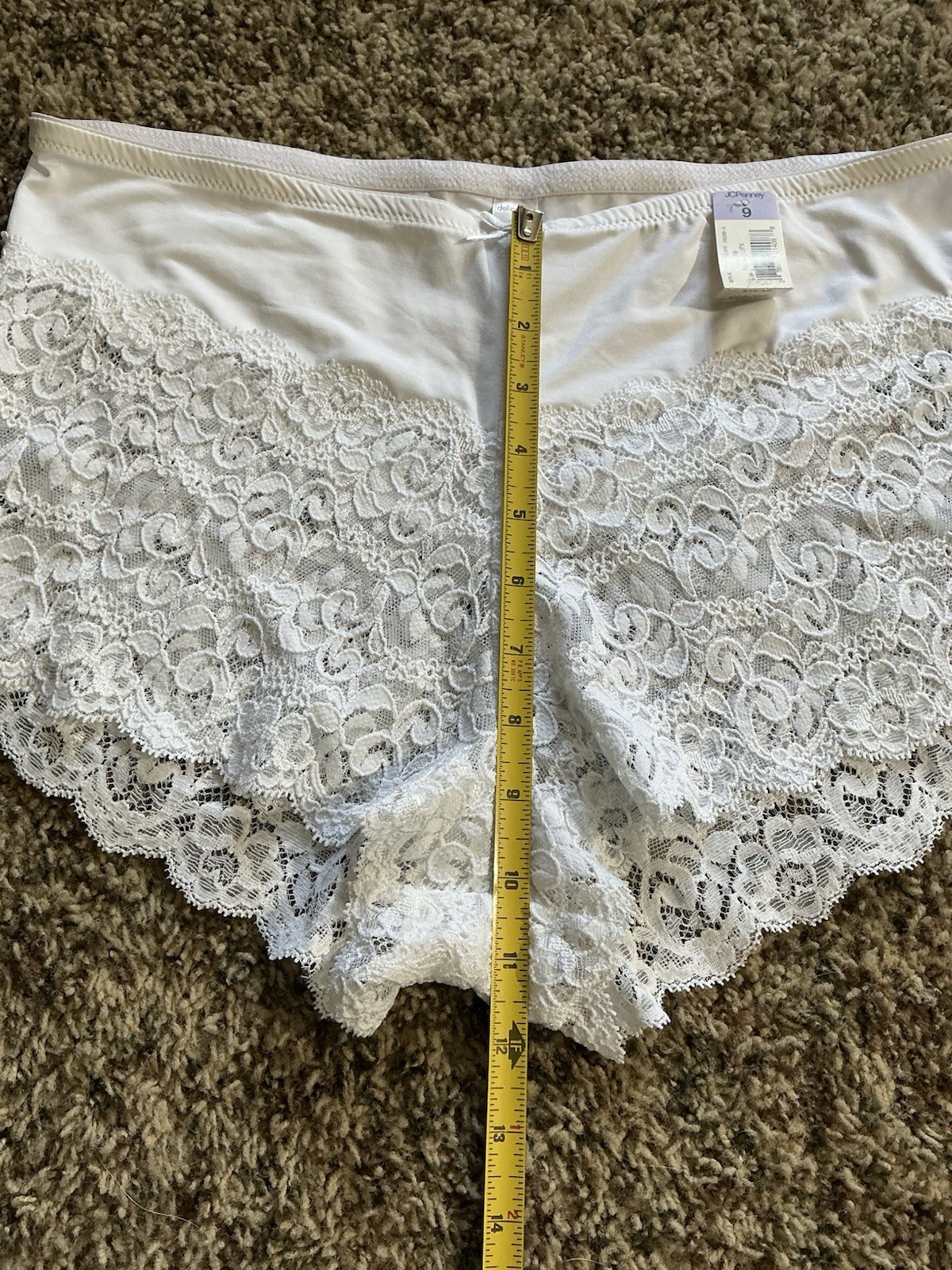 Vintage JC Penney Delicates All Over Lace Boy Short Panties White Plus Size 9