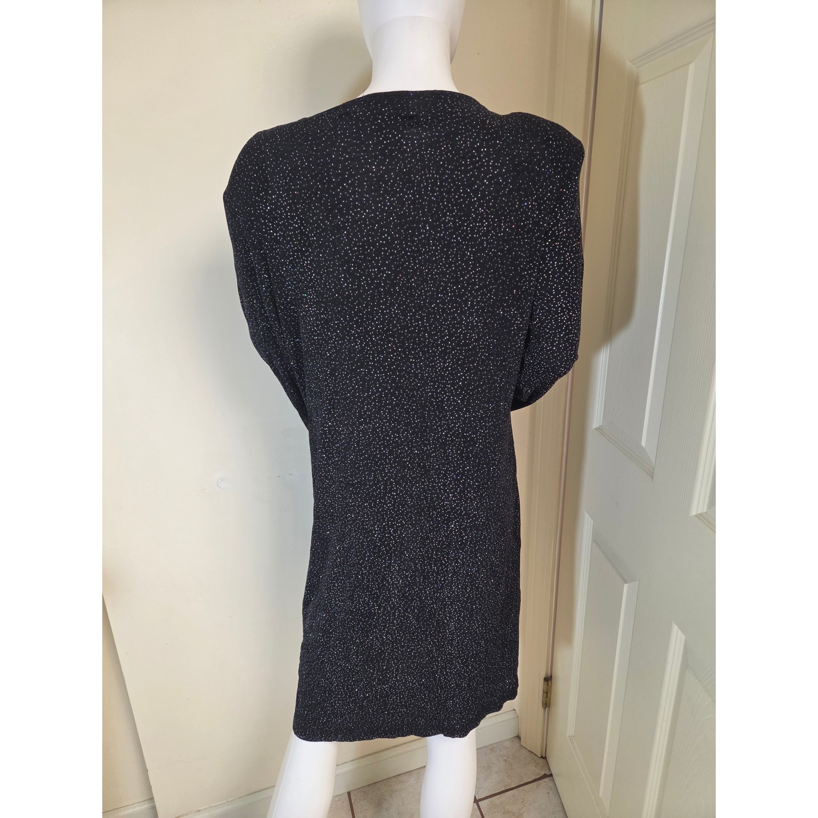Vintage Sheri Martin NY Glitter Knit Dress & Cardigan Set Black Size 12 2 Piece