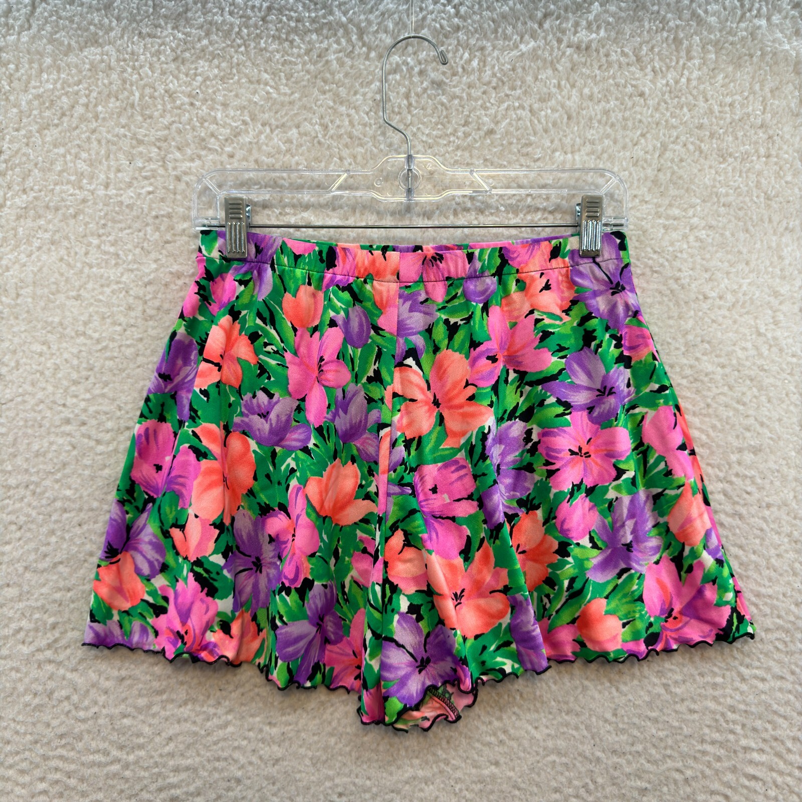 90s Vintage Swim Bottom Shorts 12 Large Colorful Neon Floral Retro Mod 70s 80s