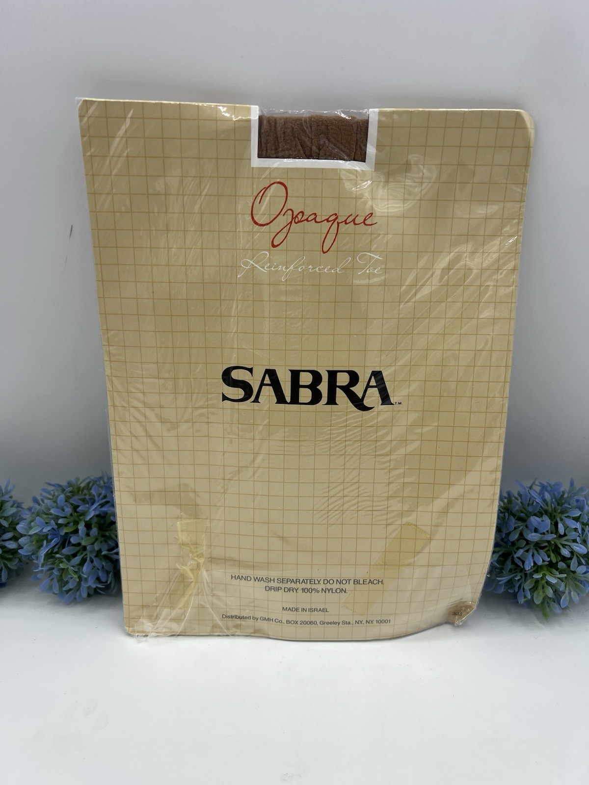 VTG Sabra Opaque Pantyhose, Reinforced Toe, Color Beige,Size: A 90-125 Lbs