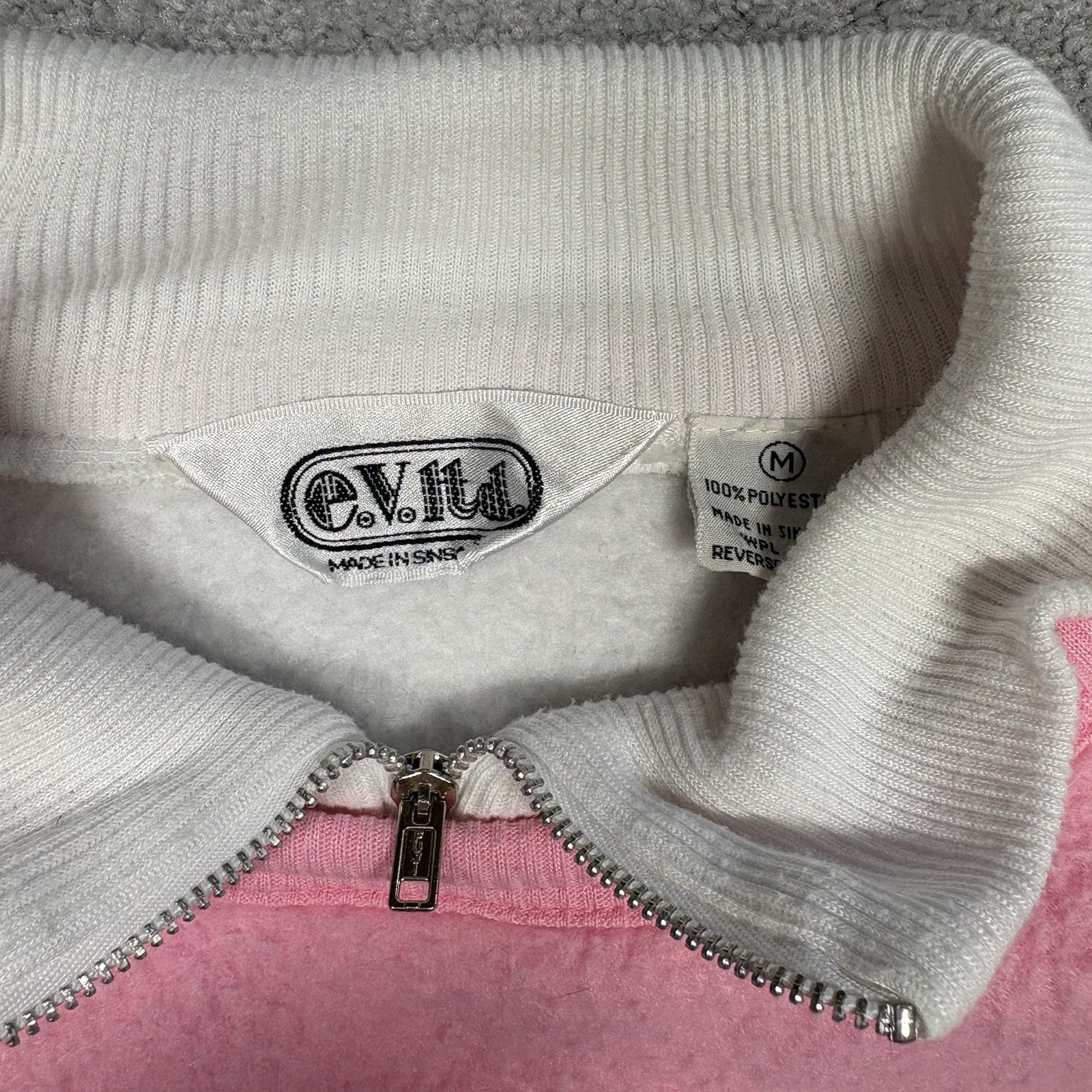 80s 90s Pastel Color Block Fleece Pullover Sweater Women’s M Vintage E.V. LTD