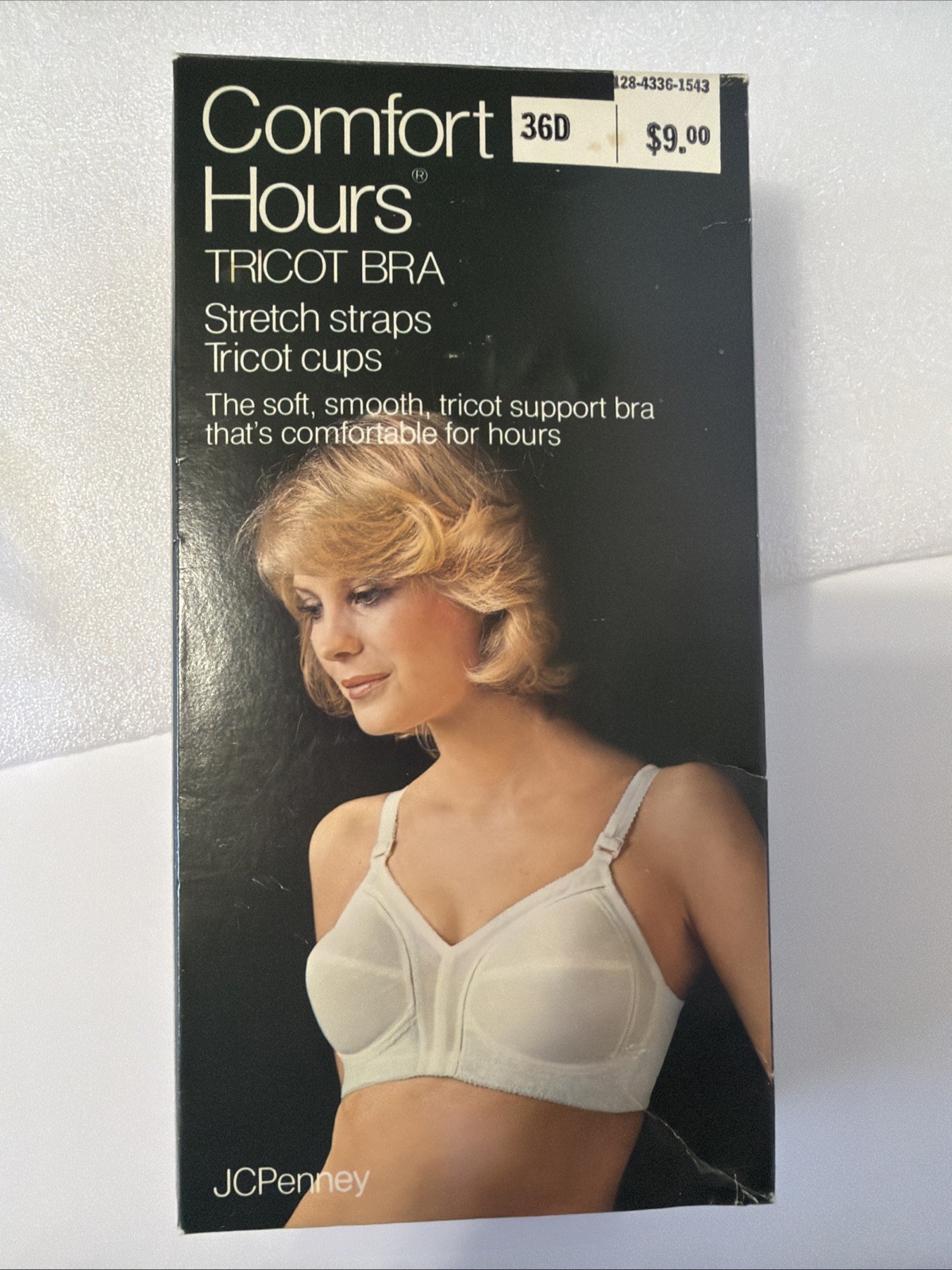 Vintage JC Penney Comfort Hours Tricot Support Bra Stretch Straps NOS Size 36D