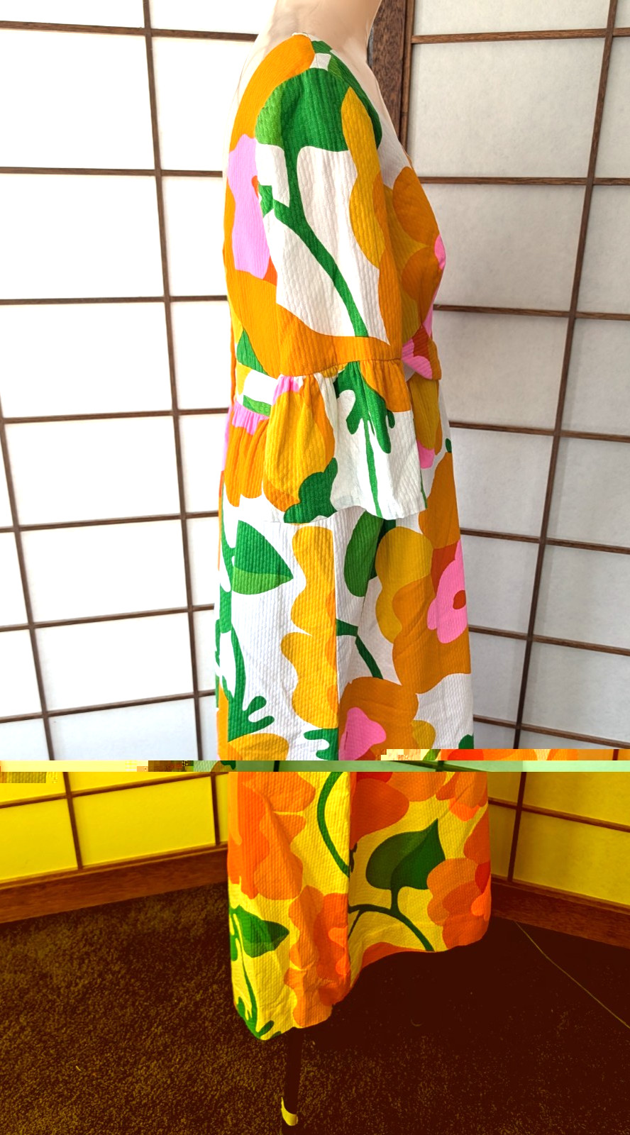 Vintage Malia Honolulu Hawaiian Maxi Dress Oversize Mod Floral Size M 1960s 70s