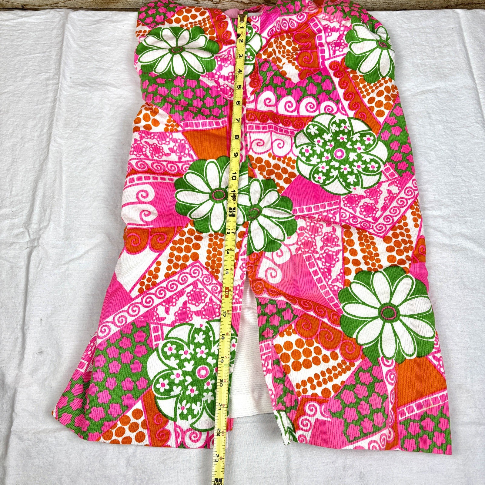 Vintage 60s Handmade Shift Dress Skort Floral Psychedelic Groovy Retro Hippie