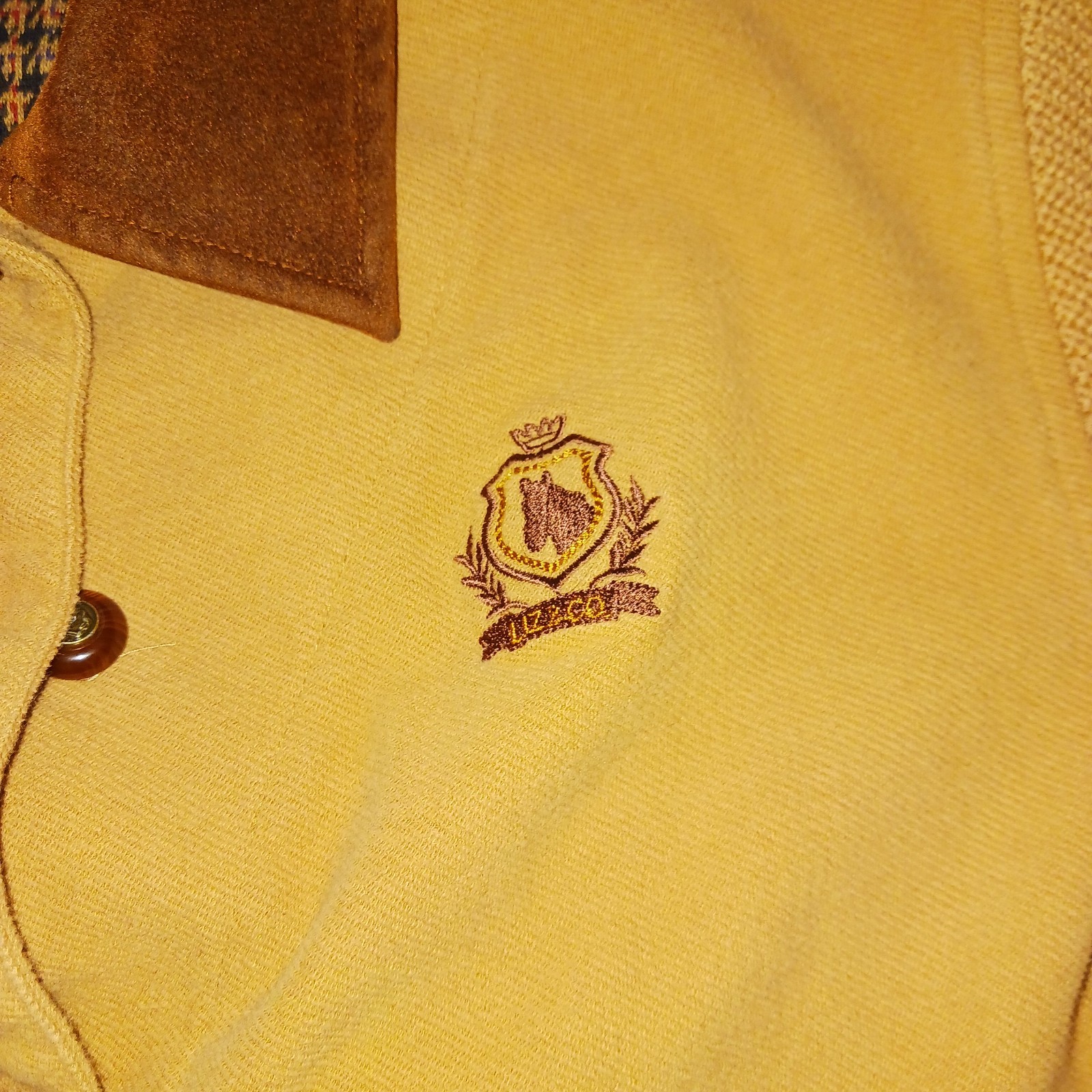 VINTAGE LIZ CLAIBORNE Liz & Co Petite S Sweater Coat Jacket Beige Horse Logo