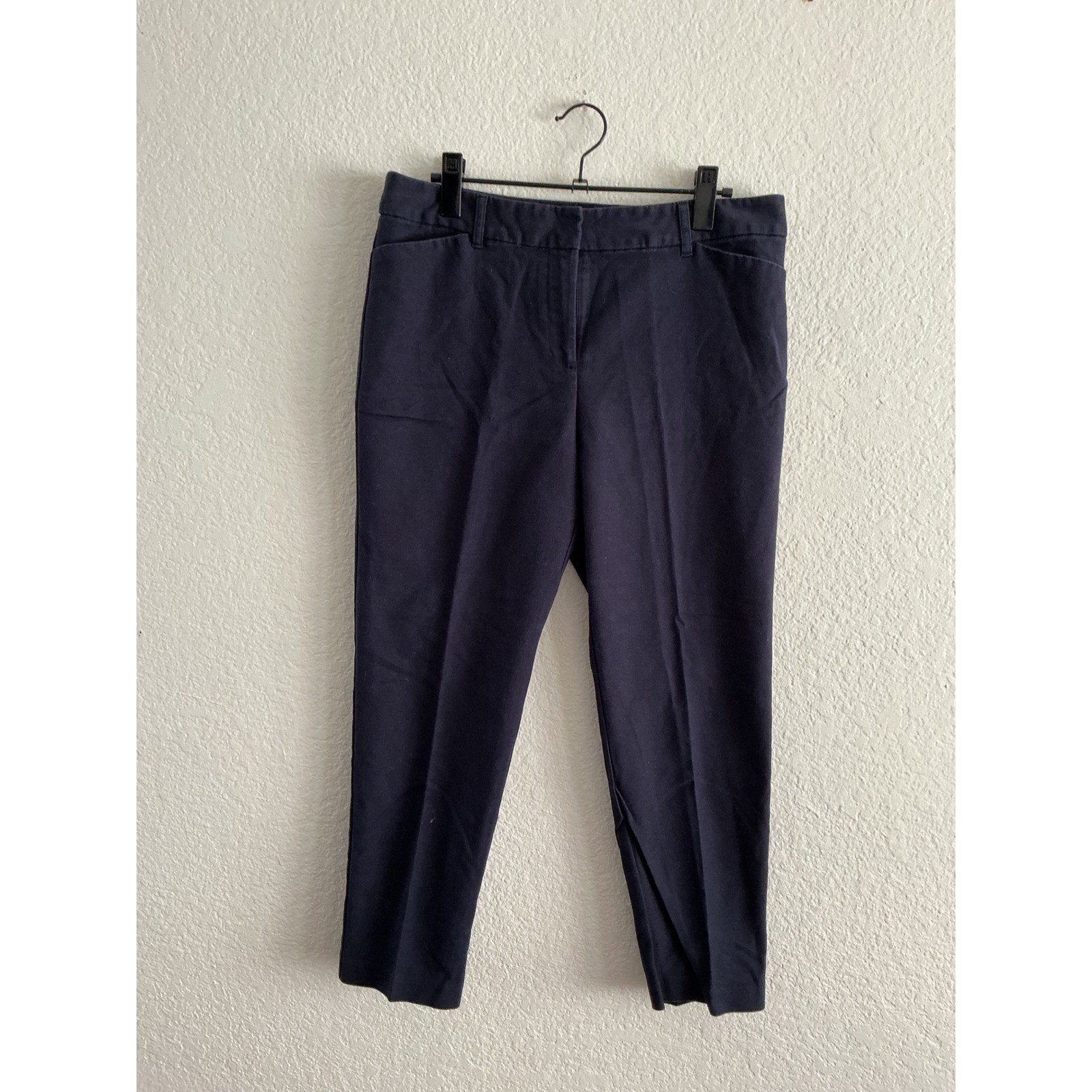 Liz Claiborne Career Emma Classic Pants Size 8 Navy Blue Ankle Trousers Stretch