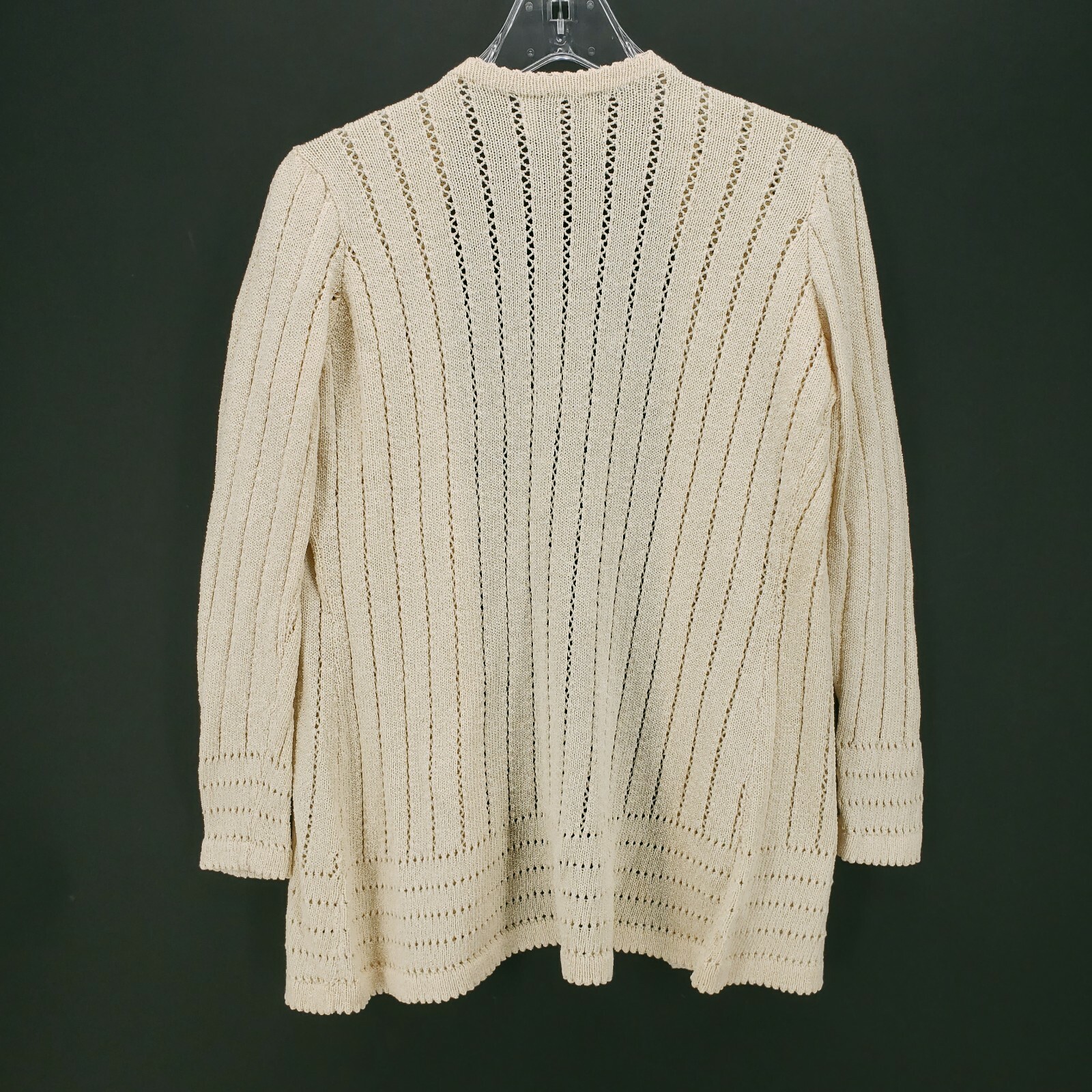 Vintage Adolfo New York Cream Open Front Knit Cardigan Size S/M