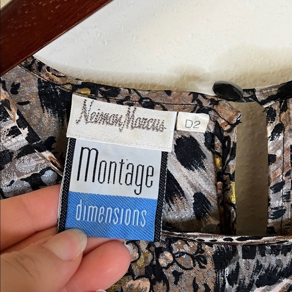 Vintage Neiman Marcus Montage Dimensions Pattern Dress Sleeves Plus Sz Designer