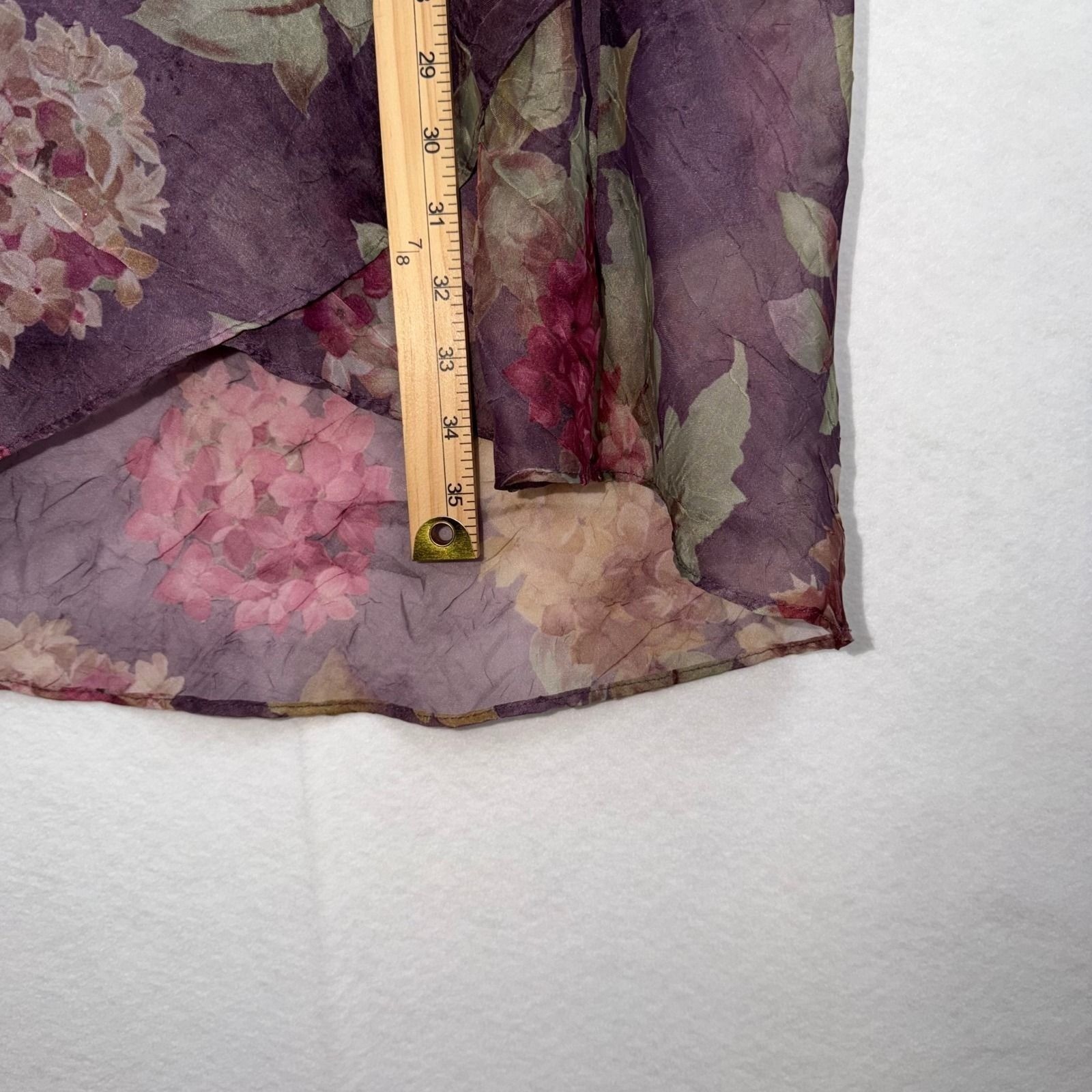 Floral Maxi Skirt Womens 10 Purple Sheer Chiffon Y2K Cottagecore Fairycore