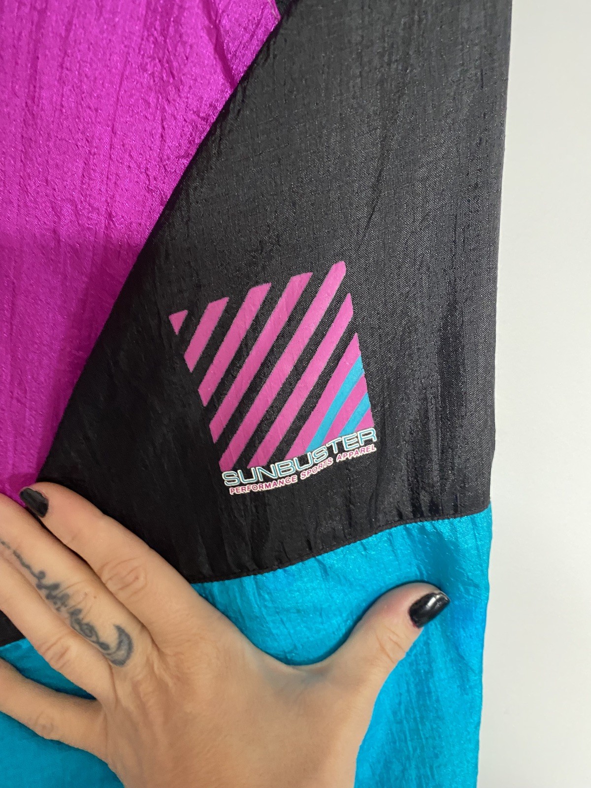 Sunbuster Vintage 80s Blue & Purple Athletic Windbreaker Jacket size M