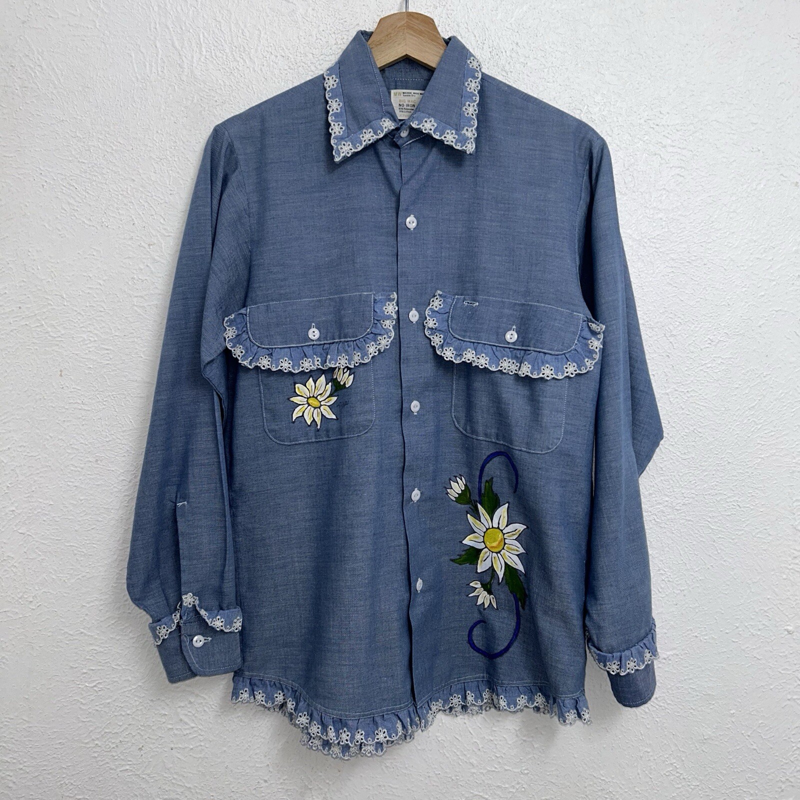 Vintage JCPenney Big Mac Selvedge Button Up Blue Shirt Women’s Medium