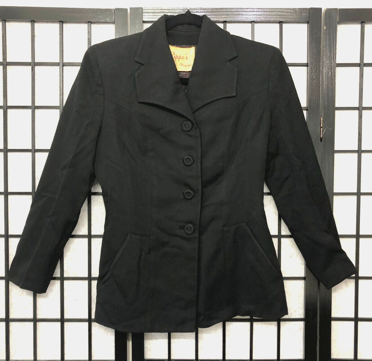 Vintage Union Made Black Wool Jacket Blazer XS Rippe’s Danville Virginia
