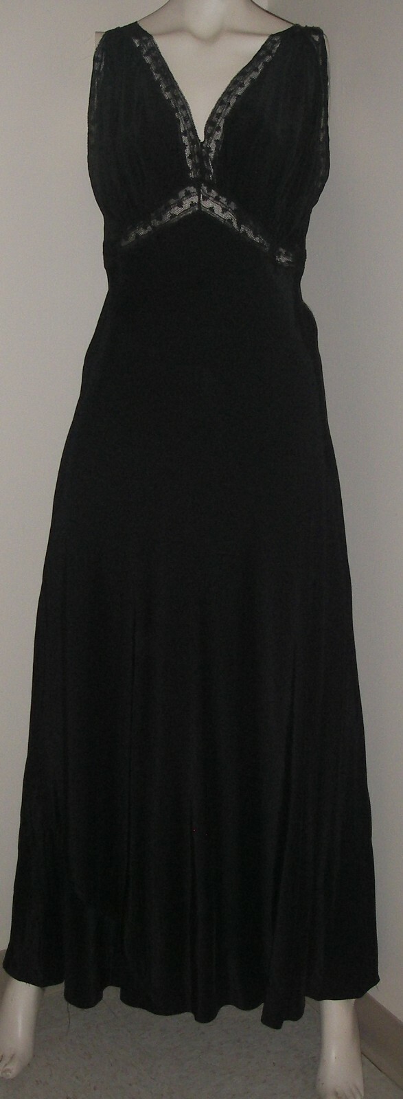 Vintage 50s Radcliffe Negligee Nightgown Black Bridal Lace Cutout Lingerie Gown