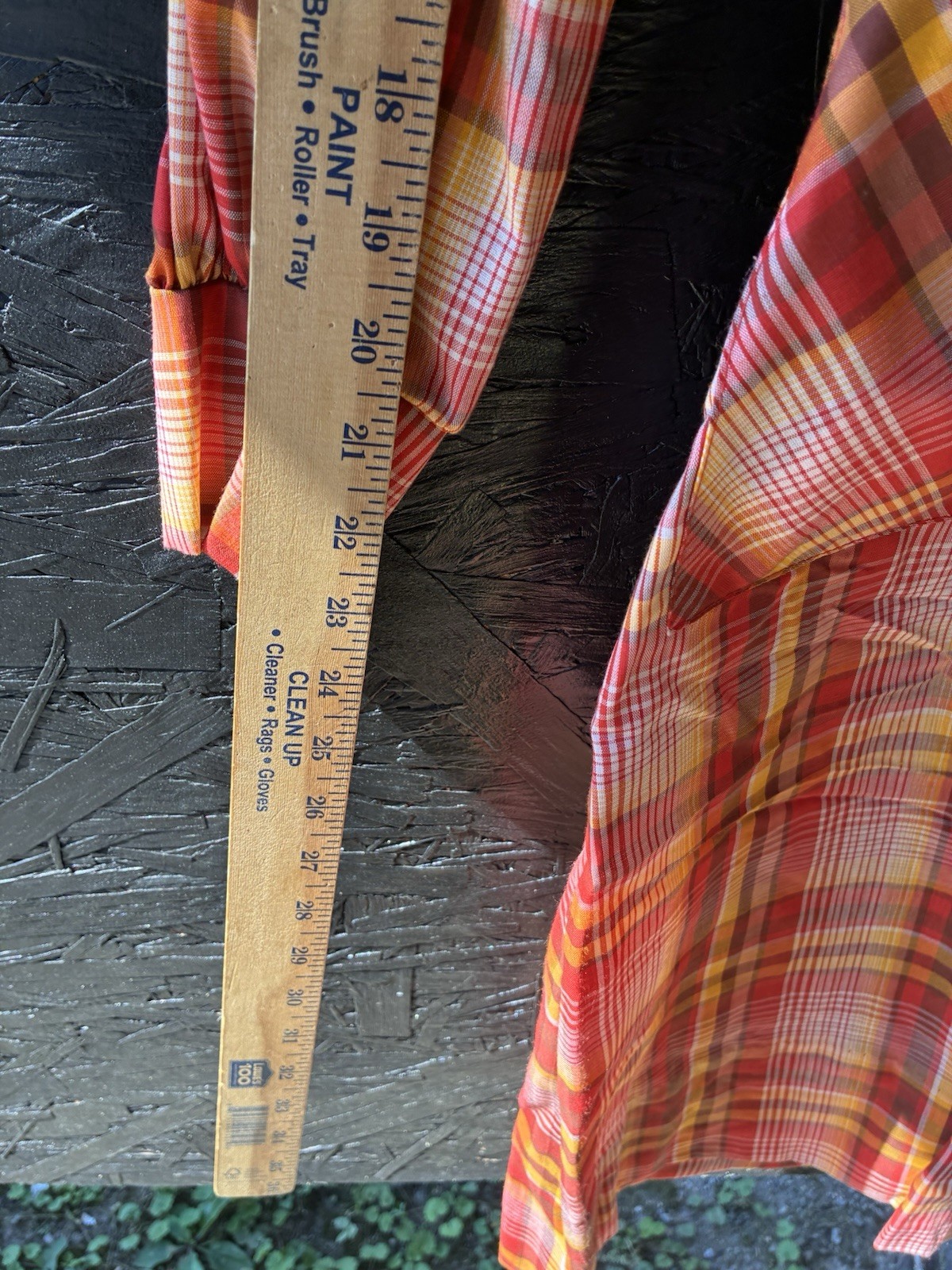Vtg 60s Orange/Yellow Plaid Dress Dan River Nancy Frock 1 Pockets Button Up!