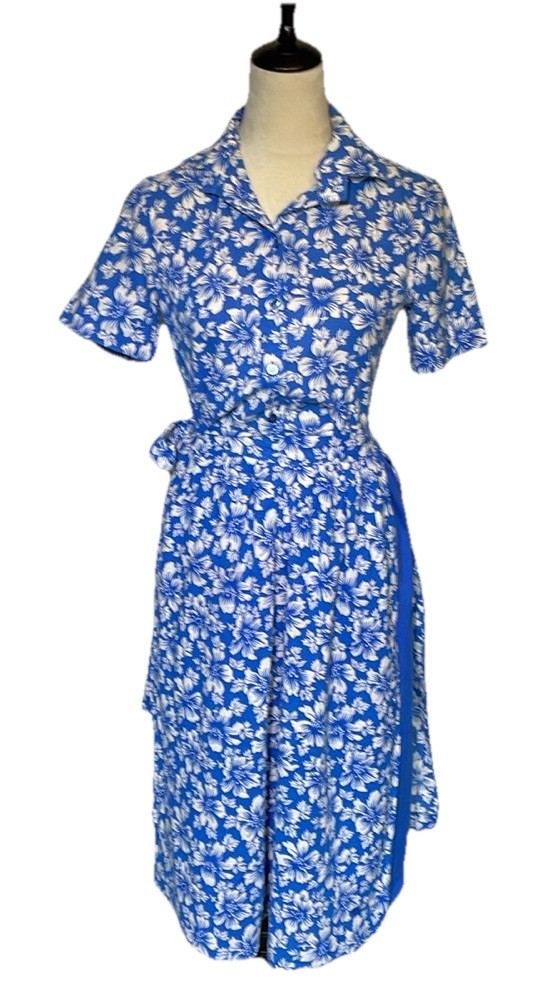 Vintage J. Tiktiner 3-Piece Matching Skirt & Shirt Set Blue & White Floral 🇫🇷