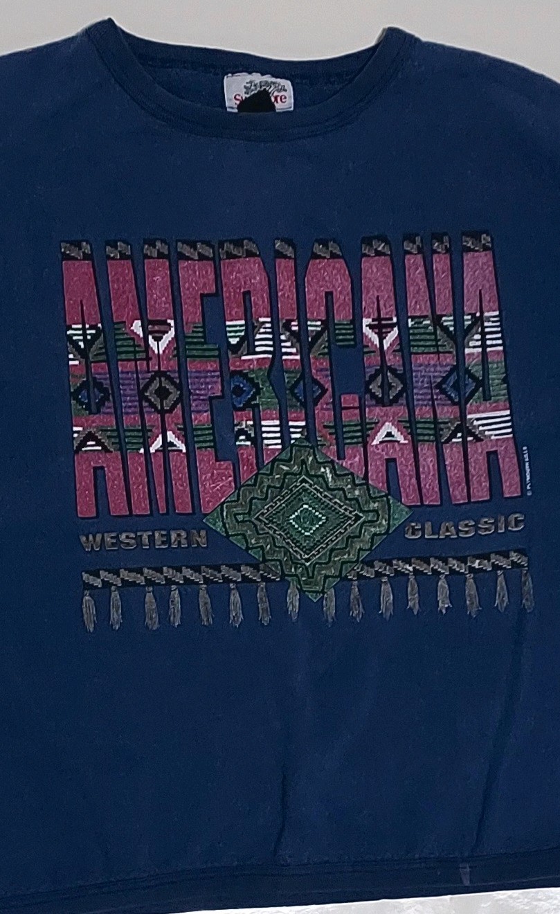 Vtg Sycamore Aztec Diamond Motif Graphic AMERICA Western Classic Sweatshirt OSFA