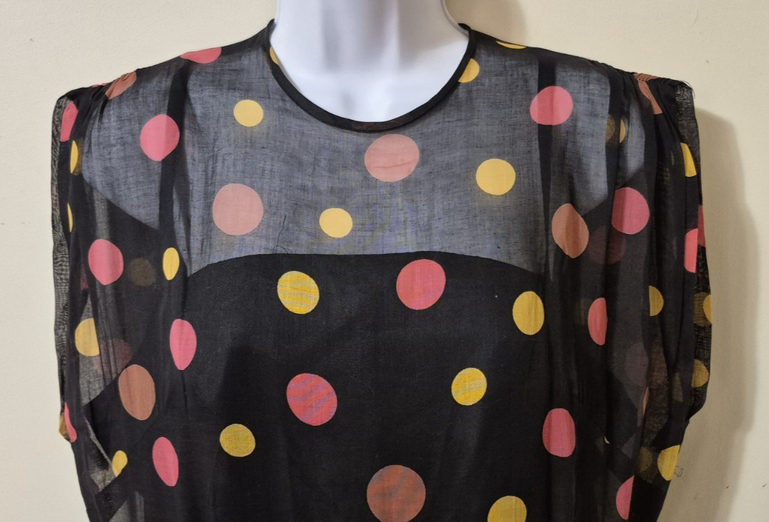 Brielle Creations Original Vintage 50s Dress Polkadots Over Satin Full Skirt