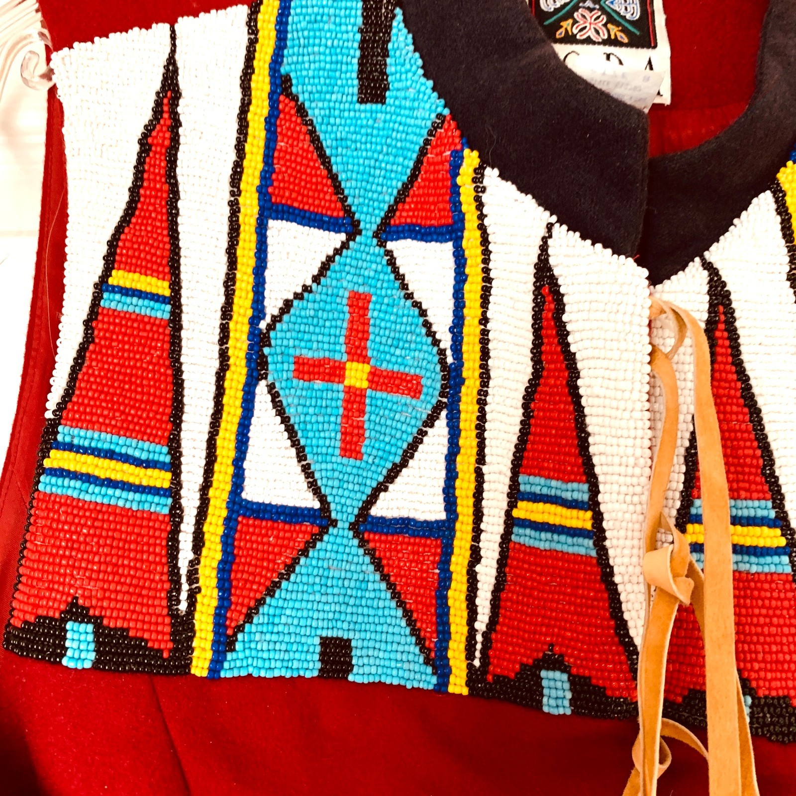 Vintage Western Beaded Vest Wool Blend Size 8 – Native American Inspired, Pewter