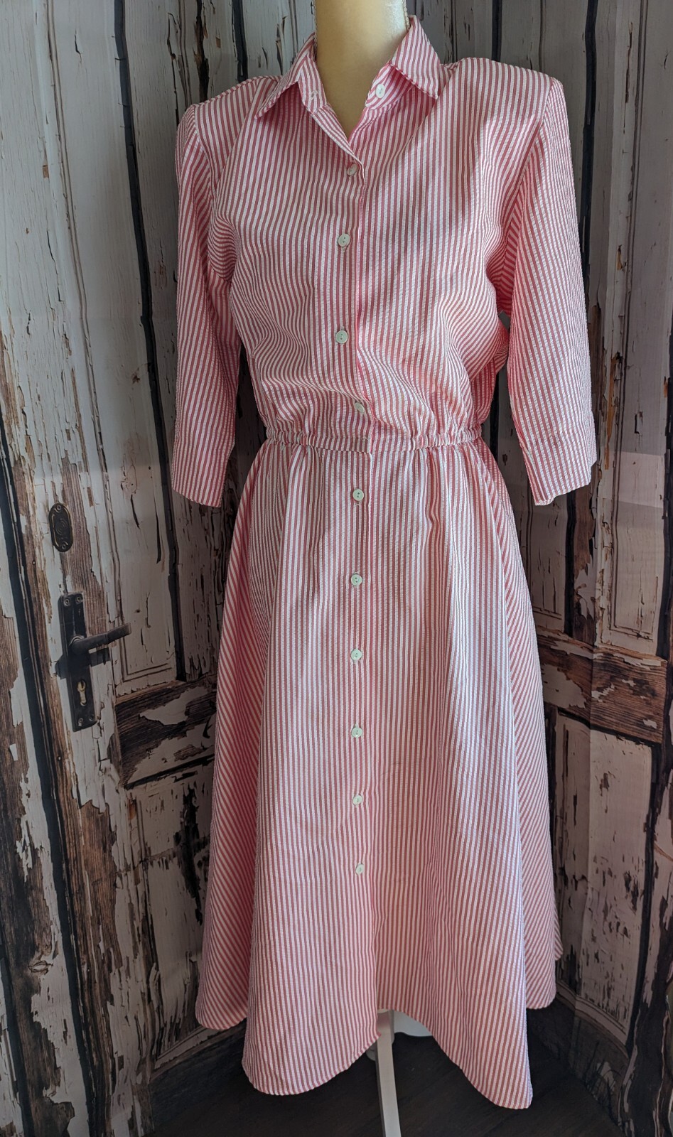 Vintage The Tog Shop Candystriper Buttondown Shirt Dress 10