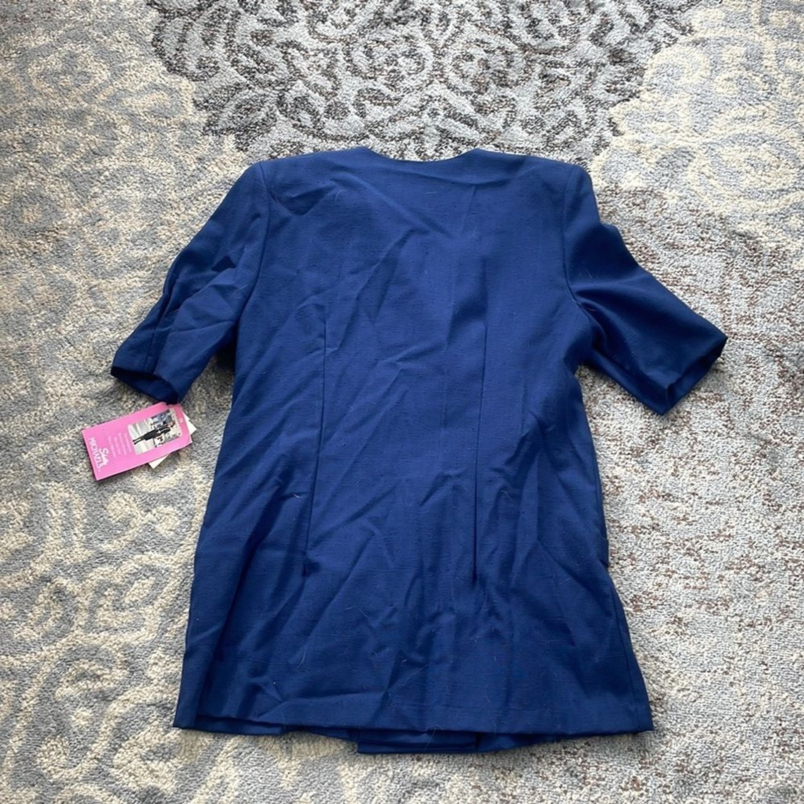 Shelly Michaels Vintage Button Down Dress Navy White 15/16