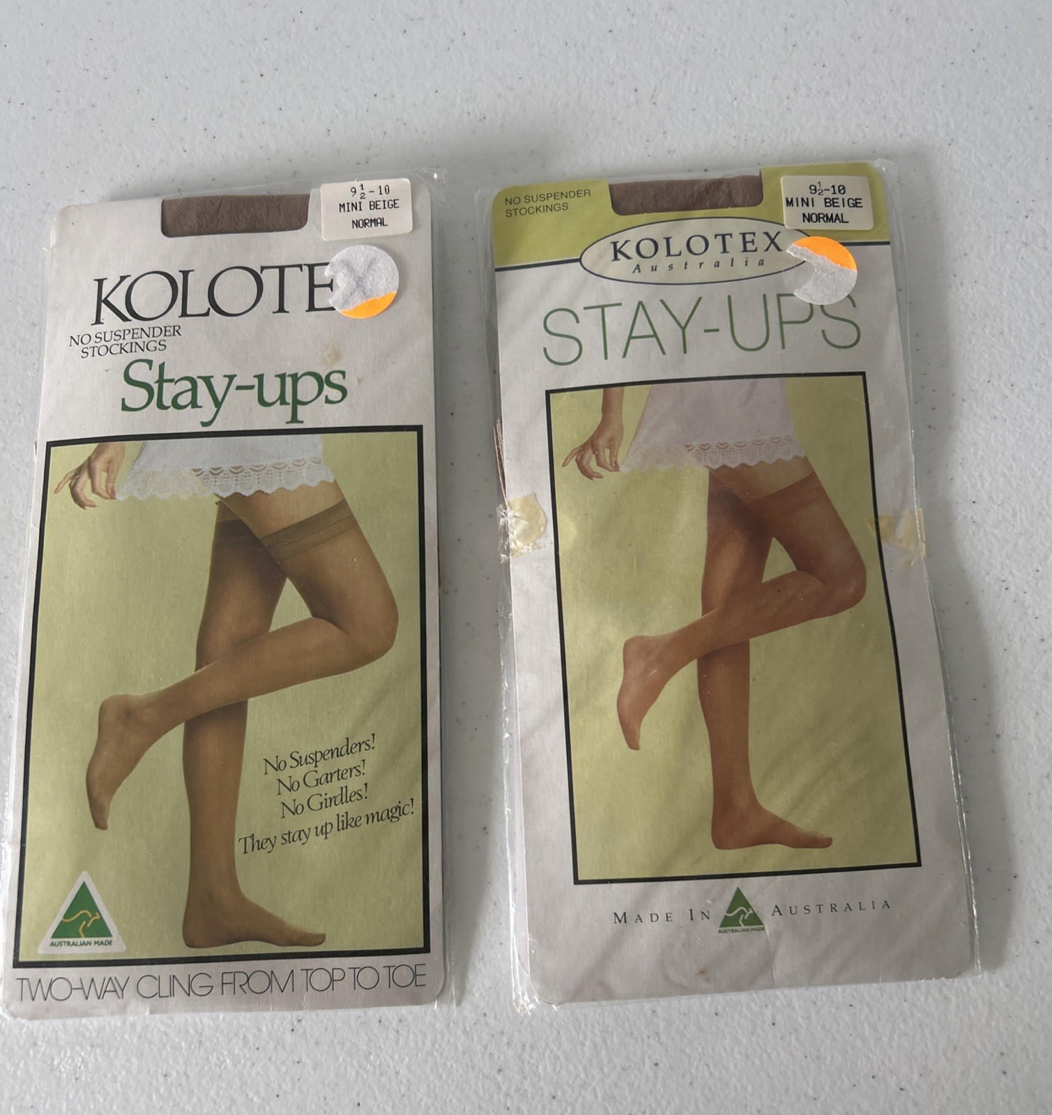 Kolotex Stay – Ups – 9 1/2 – 10 Mini Beige Normal Made In Australia NEW