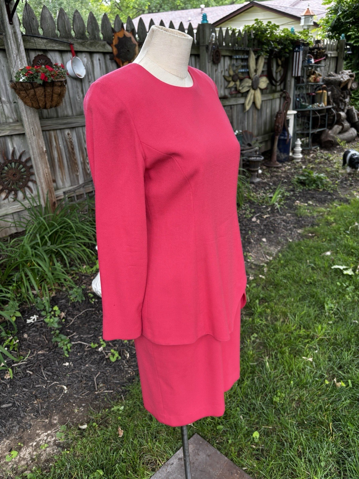 VTG 80s Dress Peplum 80s Career Cocktail Small Sz 4 Pink Wool Union 34x30x34″