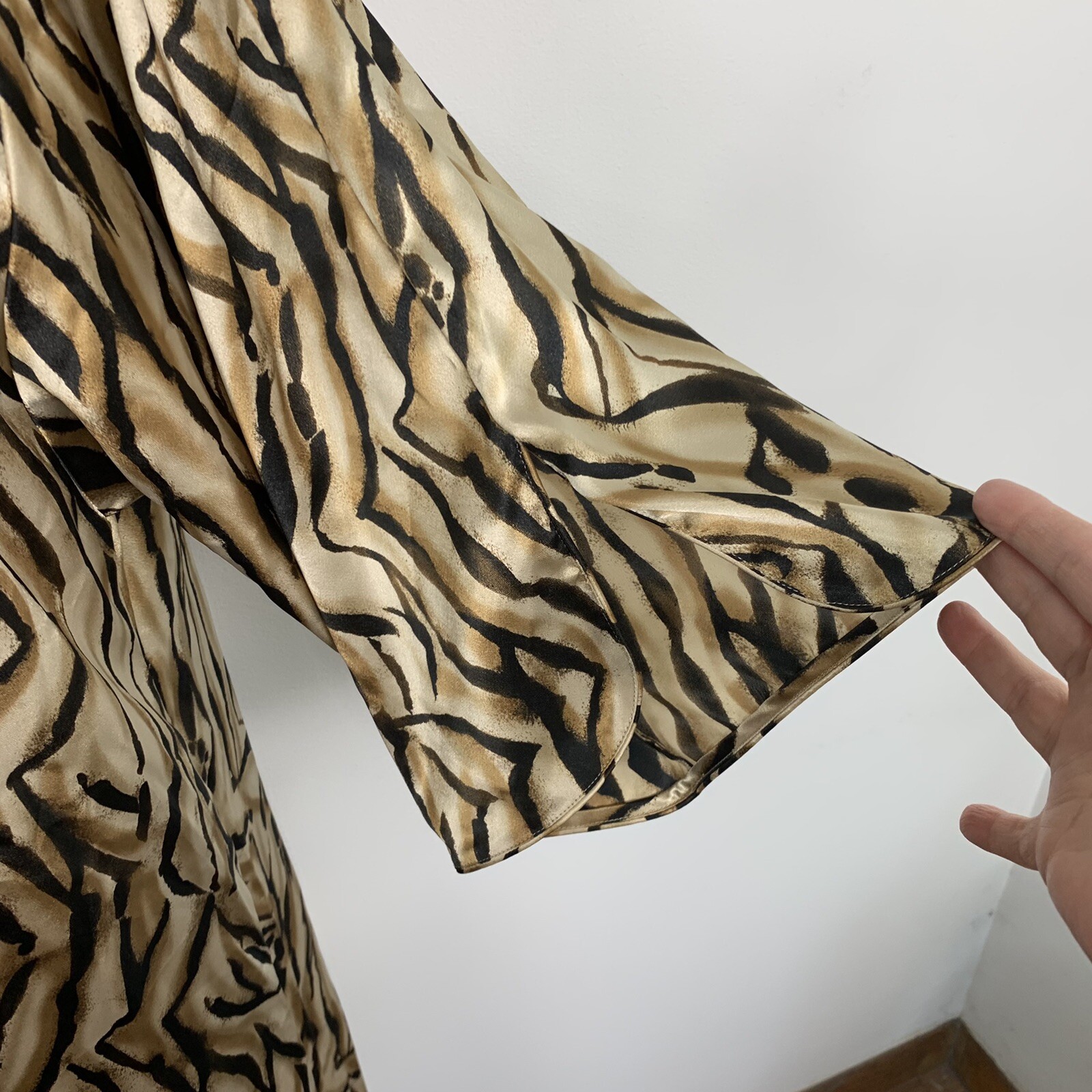 Valerie Stevens Animal Print Maxi Dress sz M Caftan Resort Glam VINTAGE BP34