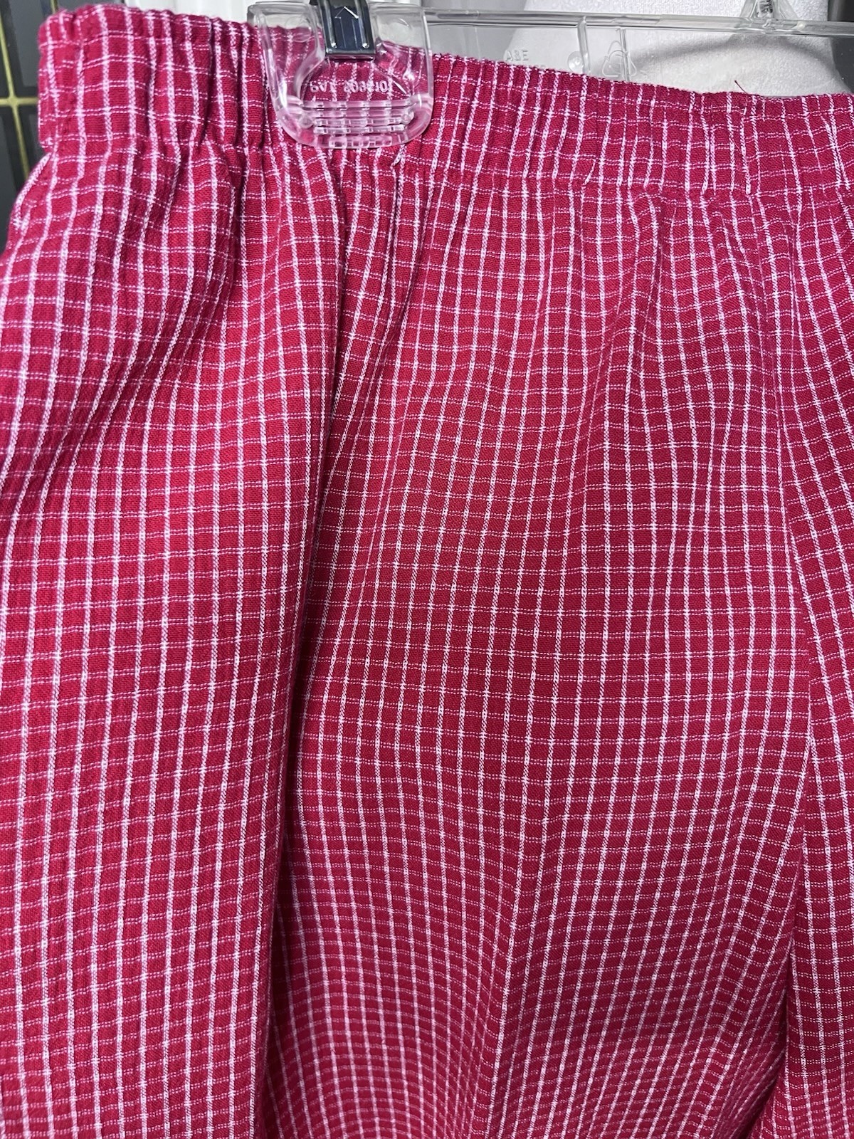 TanJay Vintage 90’s 1X Red White Gingham Embroidered Capri Pants Elastic Waist