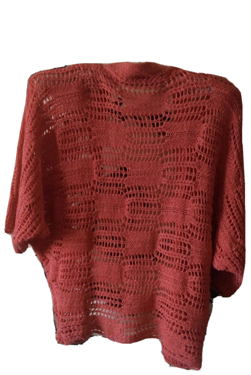 Vintage WestCo Acrylic Nylon Salmon Ladies Crochet Cardigan Size L great condit.