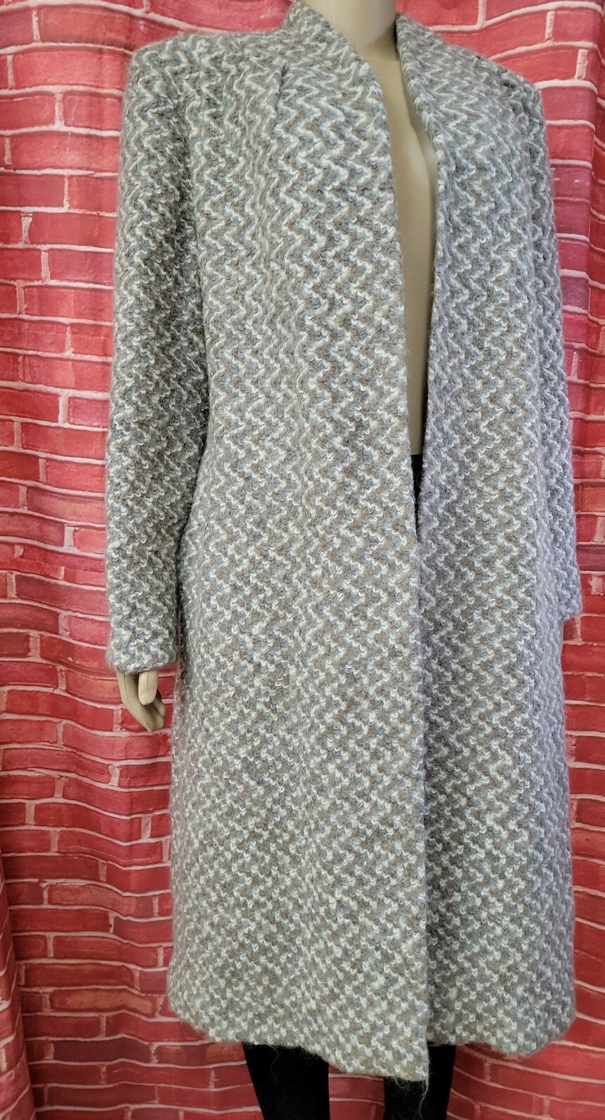MJ Seattle Vintage 70’s Gray Womens Lined Coat W/Pockets Mohair Size M #CB2
