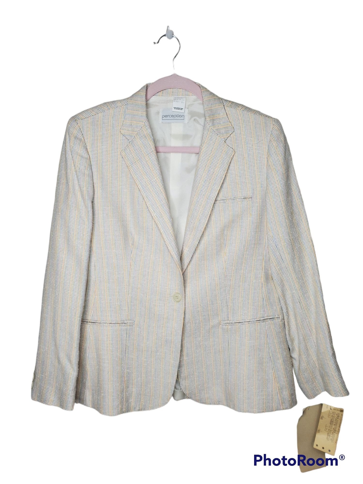 Perception by Bobbie Brooks Vintage Deadstock Pastel Rainbow Plaid Blazer