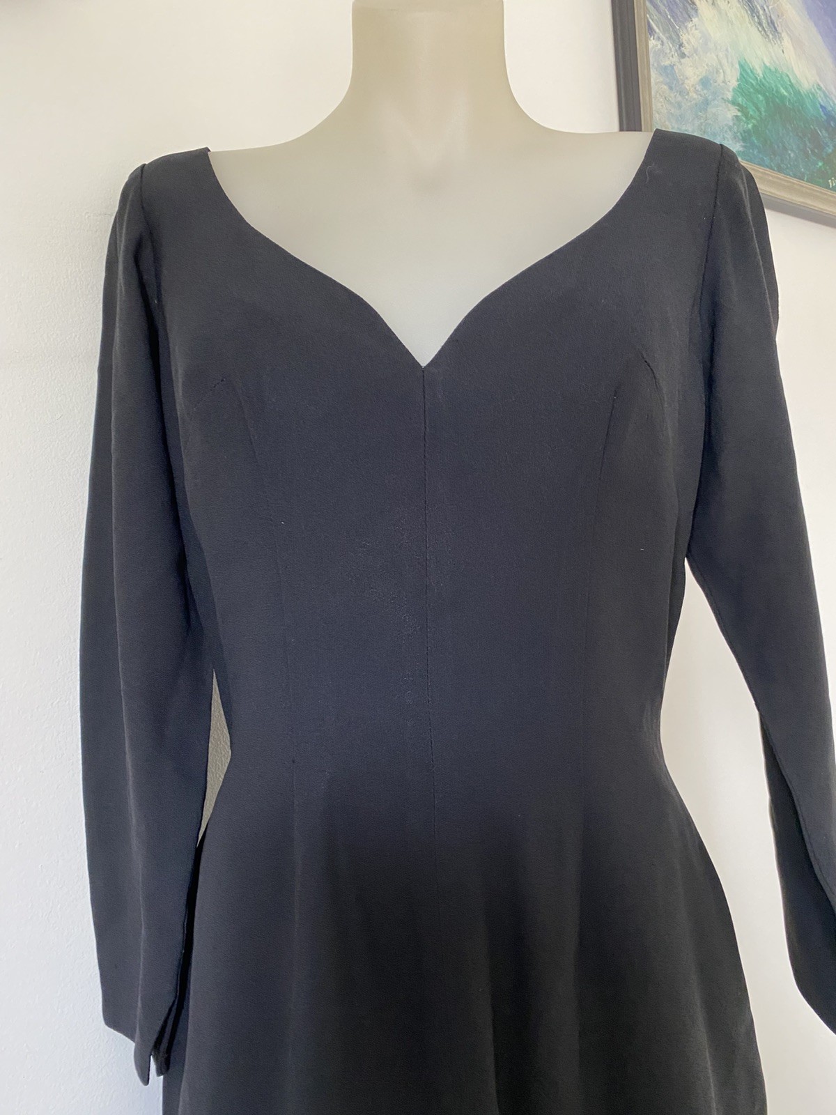 60,s Orig Lilli Diamond Classy Black Crepe Sheath.36”B,28W38”H